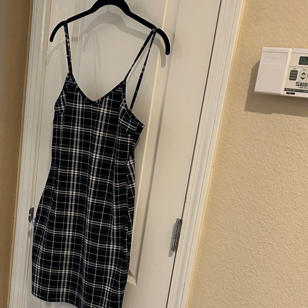 Stylish Black and White Plaid Dress